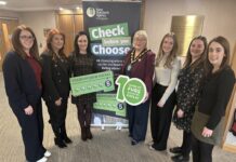 Lord Mayor of ABC Borough, Cllr Mary O’Dowd is pictured with Paula O’Neill, Environmental Health Manager at ABC Council and members of the Food Safety team at ABC Council.