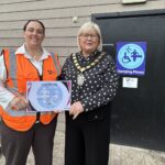 Lord Mayor of ABC Borough, Cllr Mary O’Dowd is pictured with Karen Oliver, Manager at Gosford Forest Park and the award for the Best Changing Places Toilet.